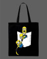 Minions Printed Cotton Tote Bag | White & Black. 