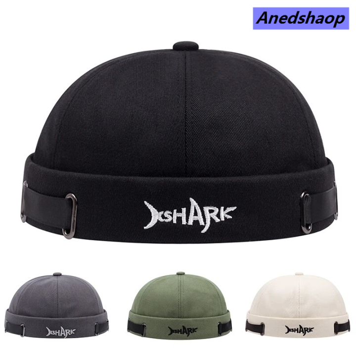 Anedshaop Vintage Brimless Hat Breathable Shark Beanie Hat Cotton Retro Men Original Adjustable Docker Cap Literary Sailor Cap Women Hip Hop Hat