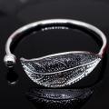 New Elegant Ladies Leaves 925 Sterling Silver Opening Bracelet Bangle for women. 