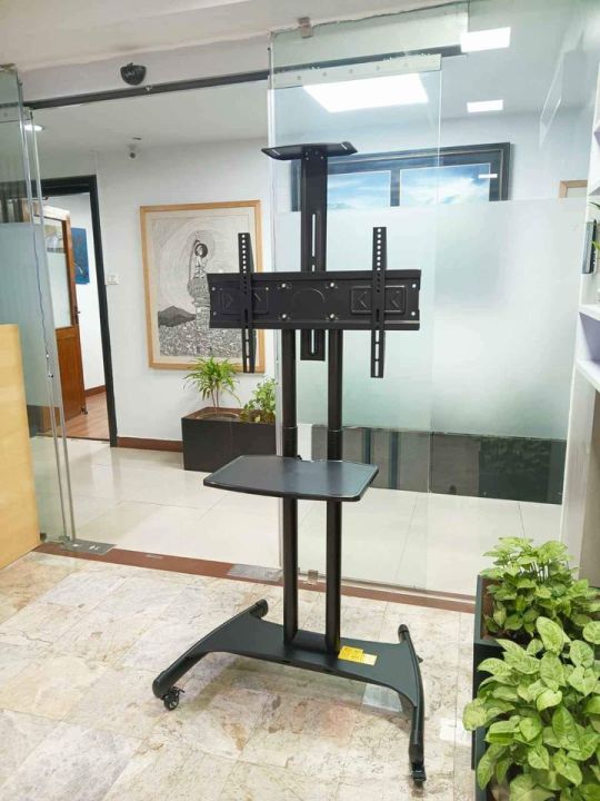 Portable%20TV%20Cart%20Height%20Adjustable%20-%2032%20to%2075%20Inch%20Mobile%20TV%20Stand%20with%20Webcam%20Shelf/Wheels,%20Floor%20Trolley%20for%20School/Office%20-%20Image%206