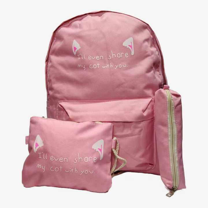 3 In 1 Set School College Light Travel / Grey Bag Backpack For Ladies Women Girl - School Bag For Girls | Bags