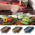 Combo 2pcs - Foldable Strainer Basket Collapsible Colander Sets Square Shape Fruit Vegetable Washing Drainer Kitchen Baskets. 