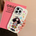 Colorful Big Eyed Girl Graffiti Cover Compatible for IPhone 15 11 14 13 12 Pro Max 7Plus XR XS Max X 7 8 Plus SE Macron Plating Metal Lens Case. 