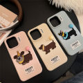 Sroof  Case For iPhone 12 13 14 15 16 Pro Max New Silicone Niche Premium Feeling Four Color Bean Dog Embroidery Patch Phone Case Back Cover. 