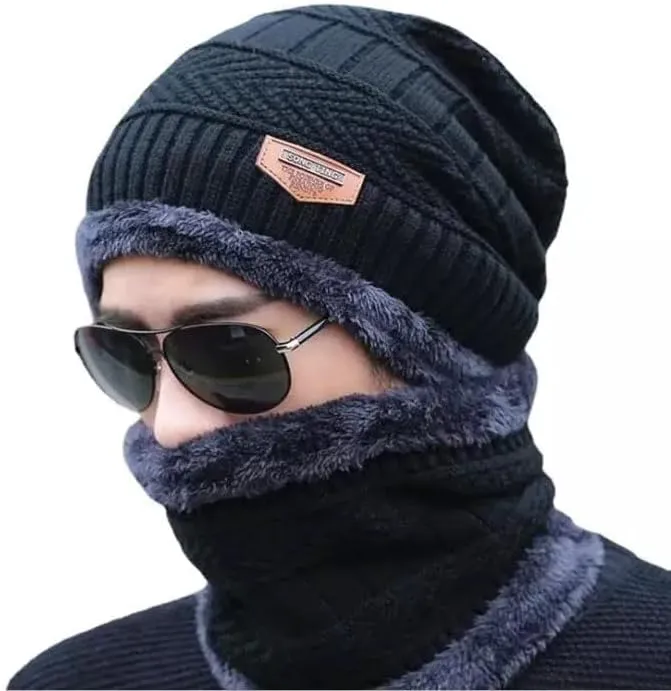 "Winter%20Muffler:%20Soft%20Woolen%20Muffler%20&%20Cap%20Set%20for%20Men%20&%20Women%20in%20Black"%20-%20Image%207