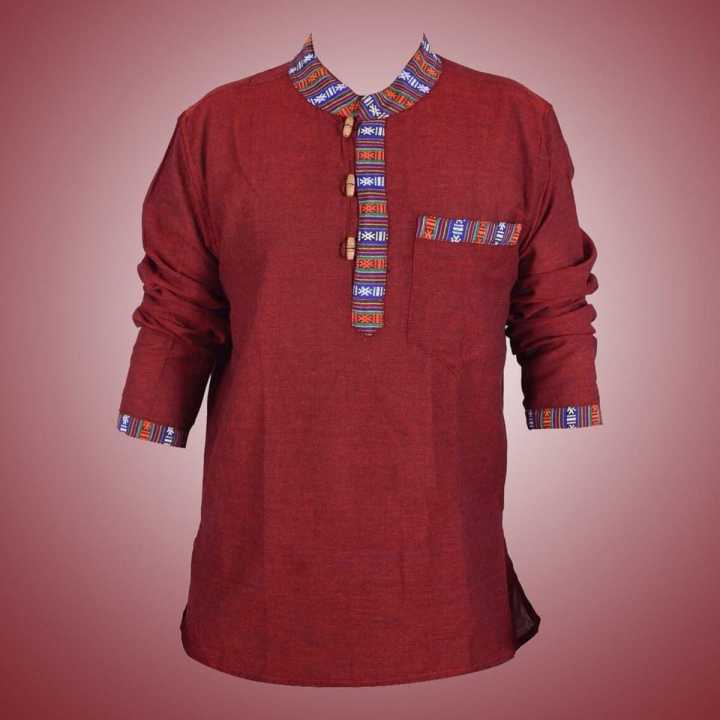 Maroon Kurta Bhutani Border Shirts For Men - Multisize | Fashion | Kurtha For Men | Shirts For Men | Men'S Wear