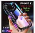 iPhone 11 (6.1) Magnetic Case 360º Magnetic Metal Bumper Transparent Tempered Glass only Back side. 