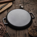 Cast Iron Pizza Pan Steel Pizza Cooker with Handles Deep Stone for Oven or Griddle for Gas,33x33cm. 