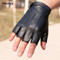 Wenefang Fingerless Driving Gloves PU Faux Leather Outdoor Sports Halloween Role-playing Half Finger Gloves For Male Female Teenagers. 