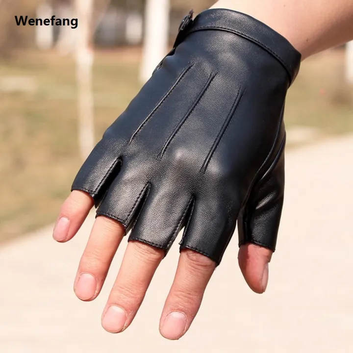 Wenefang%20Fingerless%20Driving%20Gloves%20PU%20Faux%20Leather%20Outdoor%20Sports%20Halloween%20Role-playing%20Half%20Finger%20Gloves%20For%20Male%20Female%20Teenagers%20-%20Image%204