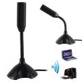 Mini Usb Microphone Stand Mic With Holder For Pc Laptop- Black. 