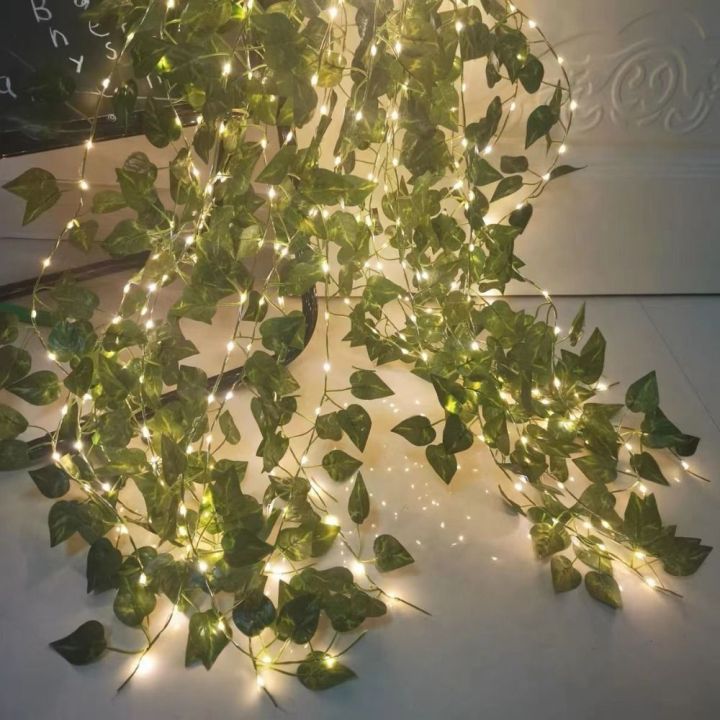 Home%20Wall%20Decor%202M%2020%20LED%20Green%20Leaf%20String%20Lights%20Battery%20Operated%20Artificial%20Vine%20Fairy%20Lights%20Fake%20Green%20Leaf%20Vine%20Design%20Curtain%20Led%20Lights%20Living%20Room%20-%20Image%209