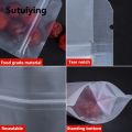 Sutuiying transparent bag 100pcs Frosted Plastic Transparent Bags Stand Up Zip Lock Pouches Food Packaging Bag for Bean Grains Tea Storage with Tear Notch. 