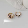 【Recently popular】2-piece set ~ Food Finger Ring Retro Ins Fashionable Pearl Opening Ring Women's Niche French Court Elegant Flower Ring. 
