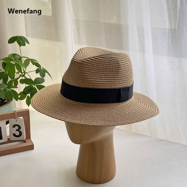 Wenefang%201pc%20Summer%20Women's%20Fashion%20Straw%20Hat%20Panama%20Style%20New%20style%20Sun%20Hat,%20Beach%20Vacation%20Travel%20Beach%20Hat%20-%20Image%202