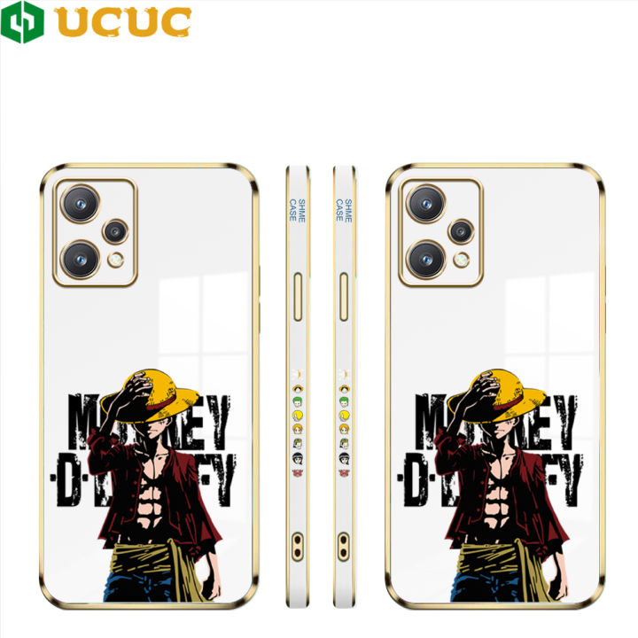UCUC for Realme 9 Pro / OnePlus Nord CE 2 Lite 5G Back Cover + Free Lanyard Cap Luffy Luxury 6D Plating Soft Silicone Phone Case