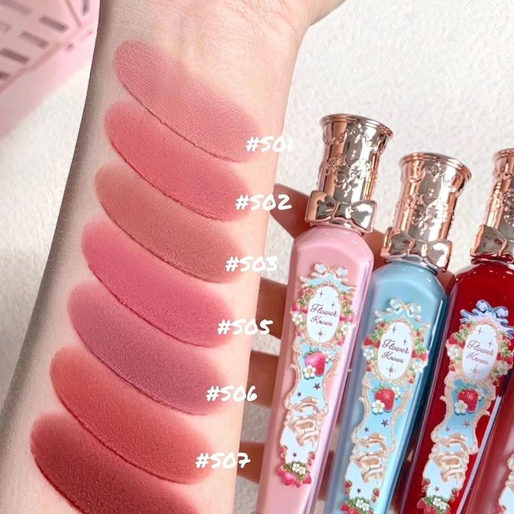 Flower Knows Strawberry Rococo Cloud Liquid Lipstick Cream Lip Glaze Matte Milk Tea korean Makeup Long Lasting Lipgloss
