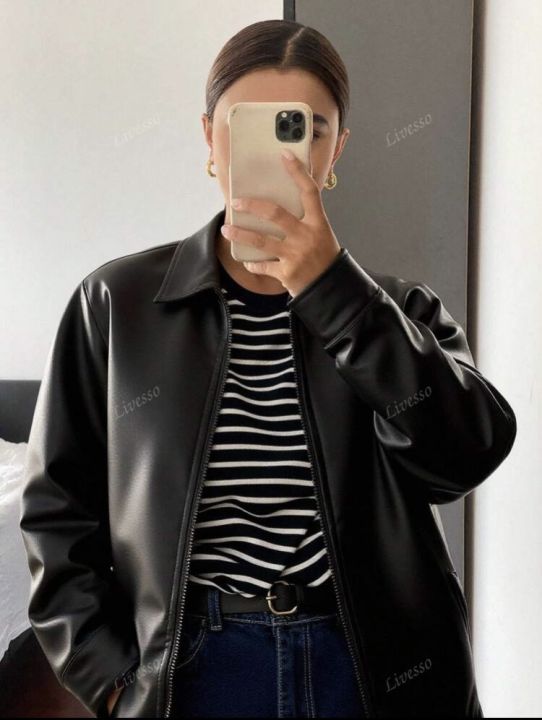 Women's%20Oversize%20Leather%20Jacket%20Biker%20Style%20Fashion%20Outerwear%20-%20Image%203