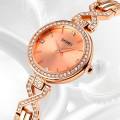 SKMEI 1738 Women watch Elegant Round Dial Iced Diamond Rhinestone Bracelet Design Stainless Steel - RoseGold. 