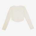 Off-White Plain Full Sleeves Crop T-Shirt For Women. 