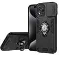 Honor 400 Lite Sliding Camera Armor Cover Design TPU+PC Phone Case (Black). 