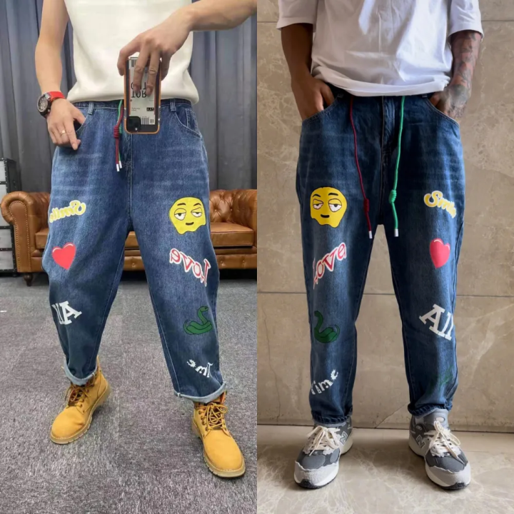 I Instyle Nepal I 9922 Emoji Printed Tapered Baggy Jeans Fashion | Pants For Men