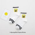 Pack Of 5 Pairs Korean Iconic Preppy White Spongebob Characters Socks For Women. 