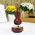 Violin Music Box Mini Vintage Musical Box with Rotating Base, Instrument Crafts Model. 