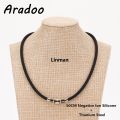 Silicone Titanium Steel Anion Pendant Necklace Hematite Magnetic Therapy Collar. 