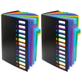 24 Clear Pocket Expanding File Folder 12 Colored Tabs,Holds 300 Sheets, File Organizer,Numbered Index on Cover 2PC. 