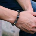 Wenefang New Vintage Men Bracelet Stone Natural Wooden Braclet Homme Hematite Tiger Eyes Braslet Coconut Bead Brazalete Pulsera Hombre. 