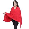 Plain Mix Cashmere Front Buttoned Poncho For Women. 
