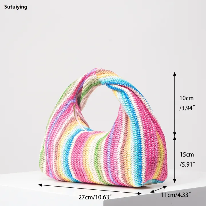Sutuiying%20Vintage%20woven%20handbag,%20simple%20commuter%20bag,%20beach%20wind%20rainbow%20Bargain%20price%20bag,%20holiday%20casual%20straw%20purse%20(random%20pattern)%20-%20Image%206