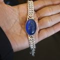 Pure Silver Bracelet With Blue  Stone Weight 52.31 Gram (4.48 Tola)  For Men. 