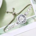 1 Pcs Watch for Women Elegant Bracelet Set Rose Gold , GOld & Silver Heart Rhinestone Women's Quartz Watch with Pearls Bangles Women's Bracelet Watches. 