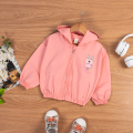 Baby Girl Cute Dog Print Front Zipper Hooded Cotton Summer Jacket - Pink. 