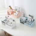 Cute Plastic Desktop Organizer Kawaii Nine Grids Cosmetic Makeup Organizer Drawer-type Office Supplies Storage Box Women Girl. 