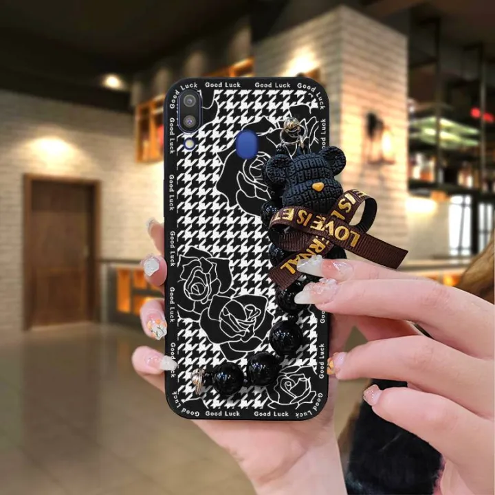 Simplicity%20soft%20case%20Phone%20Case%20For%20Samsung%20Galaxy%20M20/SM-M205FD%20Bear%20bracelet%20phone%20case%20cute%20Black%20pearl%20pendant%20-%20Image%2010