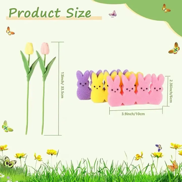Easter%20Tulips%20Peeps%20Bunnies%20Vase%20Filler%20Set,%20Easter%20Decorations,%20Spring%20Decor%20Home%20Indoor%20Decoration%20Centerpieces%20For%20Tables,%20NO%20VASE%20-%20Image%202
