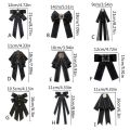 Fashion Polyester Ribbon Bowknot Brooch Pin Black Vintage Collar Pretied Necktie Clip Crystal Rhinestones Jewelry Bowtie Women. 