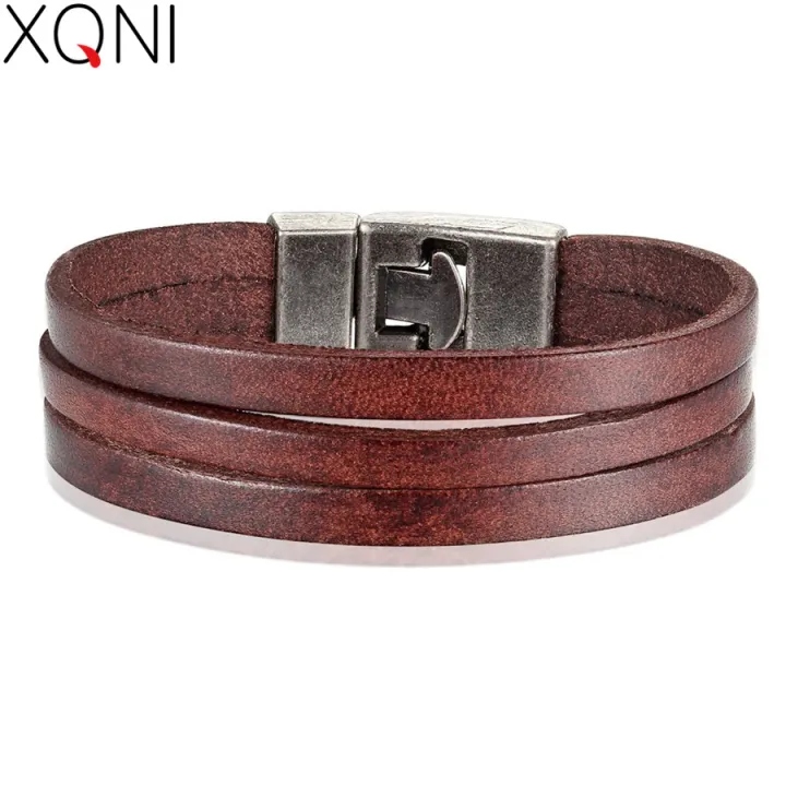 NEW%20XQNI%20Classic%20Style%20Double%20Layer%20Toggle-clasp%20PU%20Leather%20Bracelet%20For%20Men%20Black/Brown/Orange%20Color%20Male%20Jewelry%20Accessories%20Gift%20-%20Image%202
