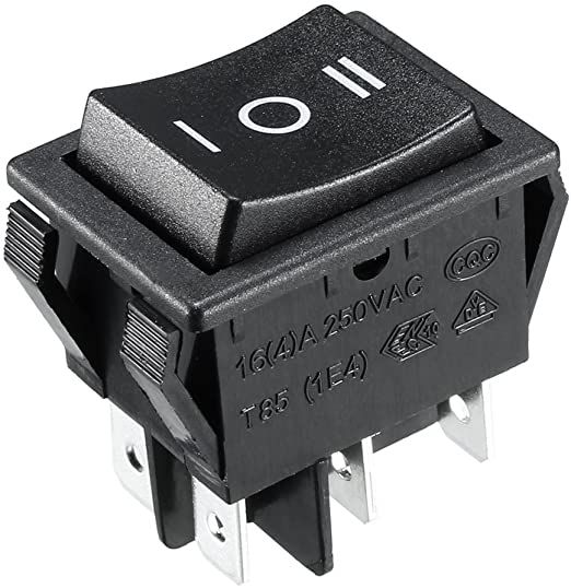 6 Pin Switch AC 250V/16A 125V/20A ON/Off/ON DPDT 6 Pin Latching Rocker Switch 5 A Two Way 4 Pcs