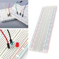 Solderless PCB Board 830 Tie Points MB-102 Breadboard U Shape Red & Blue Wires Solderless Breadboard White Experimental Connection Board Test Develop. 