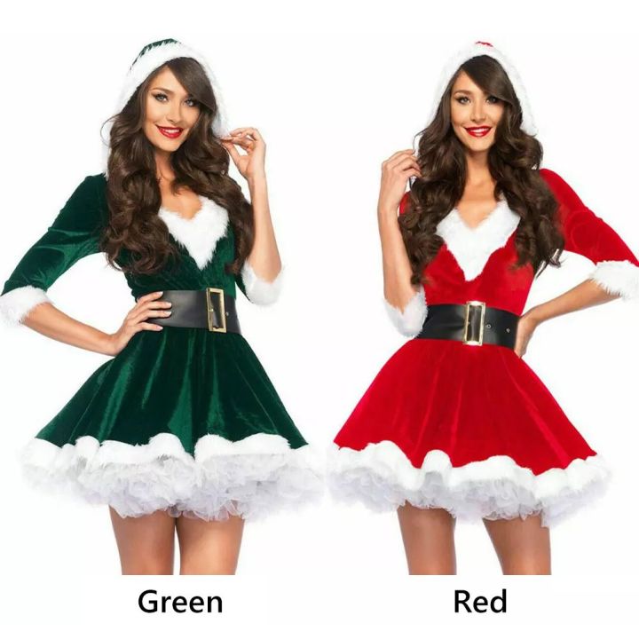 Women's%20Xmas%20Theme%20Santa%20Mini%20Dress%20Sweet%20Hooded%20Christmas%20Fancy%20Dress%20Mrs%20Santa%20Claus%20Dress%20Cosplay%20Costumes%20Outfits%20Miss%20Claus%20Dress%20Suit%20-%20Image%203
