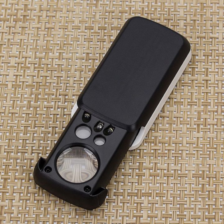 Portable Reading High Magnification 30X 60X 90X Magnifying Glass Acrylic Optical Lens Loupe Magnifier With LED UV