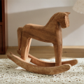 (GGBR) Vintage Carved Wood Rocking Horse Animals Decorated with Wood Carved Craft Horse Figurines for Home Decoration. 