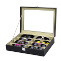 8 Slot Sunglass Organizer Leather Eyeglasses Collector Eyewear Display Case Storage Box, Black. 