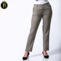 Boss Lady Cream Cotton Front Button Formal Pant For Women. 