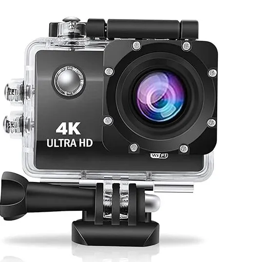 4K 60FPS Action Camera 24MP WiFi Sports Camera 170°Wide Angle Lens Screen Anti-Shake 30M/98ft Waterproof with Waterproof Housing Mounting Accessories Kit for Diving Surfing Skiing Cycling