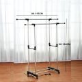 Double Pole Adjustable Stainless Steel Cloth Drying Hanger And Organizer Rack With Wheel For Indoor & Outdoor. 